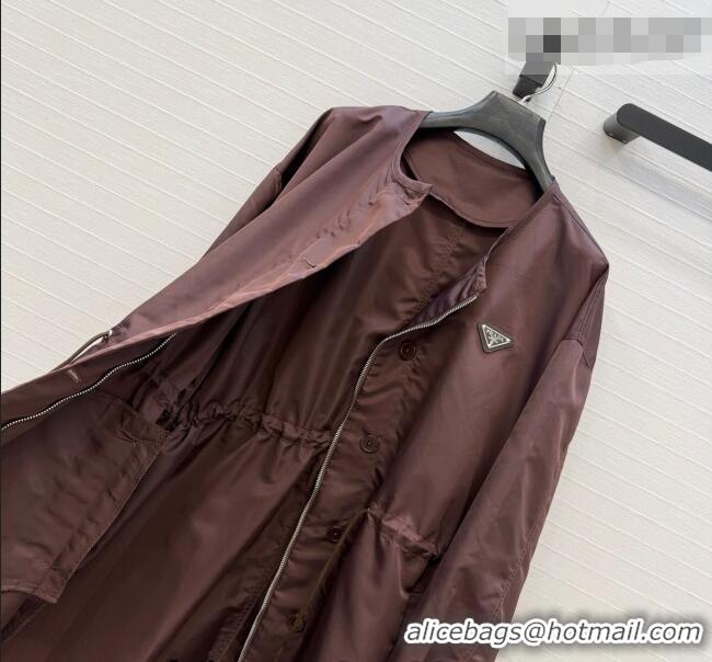 Good Looking Prada Nylon Coat PR031102 Dark Brown 2026