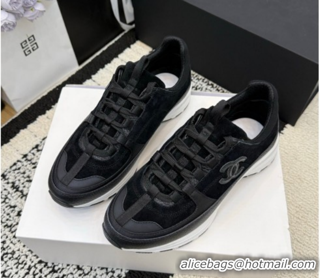 Grade Quality Chanel Calfskin Leather & Suede Sneakers G47010 Black 2026