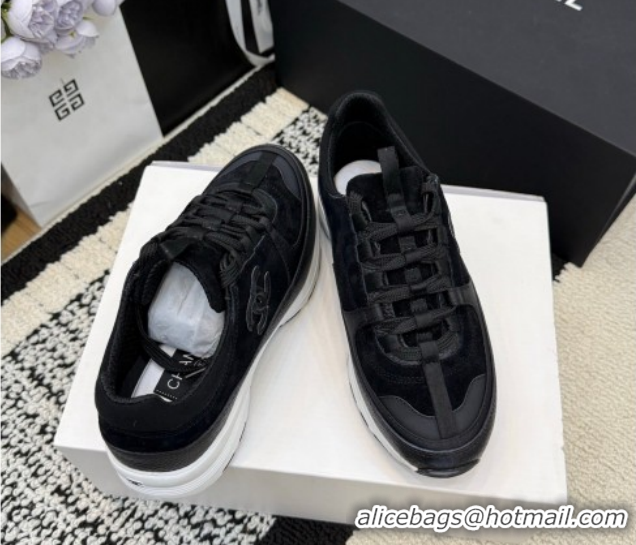 Grade Quality Chanel Calfskin Leather & Suede Sneakers G47010 Black 2026