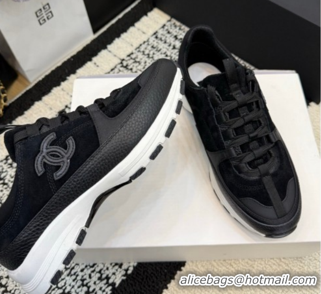 Grade Quality Chanel Calfskin Leather & Suede Sneakers G47010 Black 2026