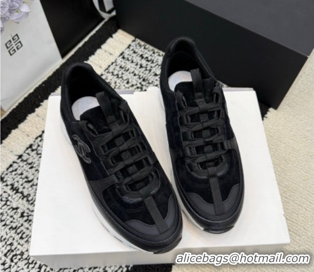 Grade Quality Chanel Calfskin Leather & Suede Sneakers G47010 Black 2026