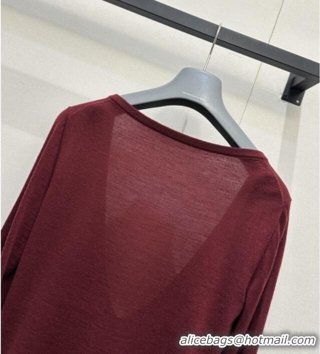 Luxury Cheap Prada V-Shaped Knit Shirt PR031107 Dark Red 2026
