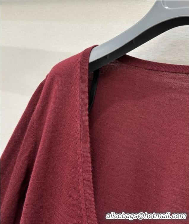Luxury Cheap Prada V-Shaped Knit Shirt PR031107 Dark Red 2026