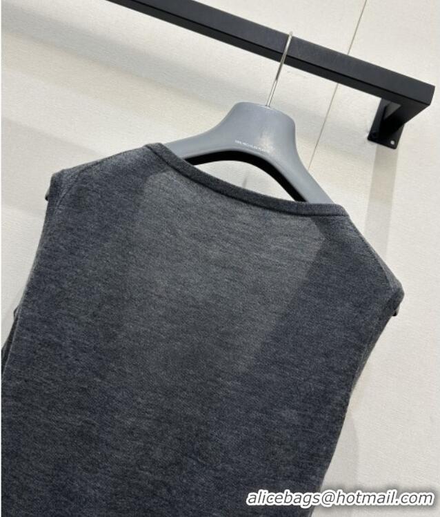 Spot Bulk Prada V-Shaped Cashmere Vest PR031107 Dark Grey 2026