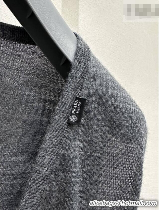 Spot Bulk Prada V-Shaped Cashmere Vest PR031107 Dark Grey 2026