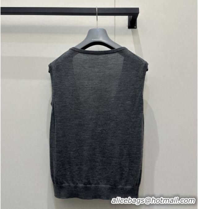 Spot Bulk Prada V-Shaped Cashmere Vest PR031107 Dark Grey 2026