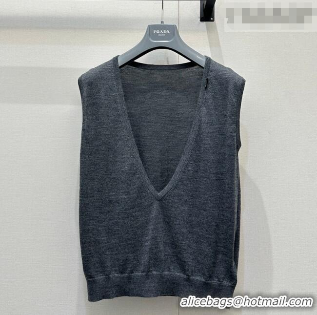 Spot Bulk Prada V-Shaped Cashmere Vest PR031107 Dark Grey 2026