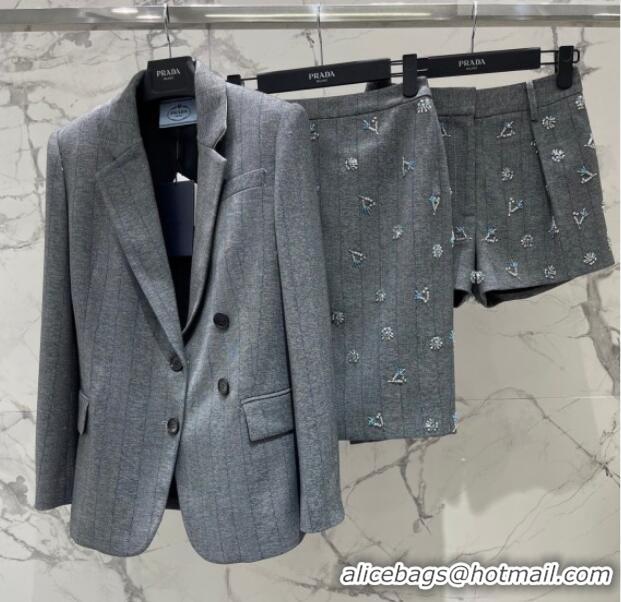 Best Price Prada Charm Shorts PR031108 Grey 2026
