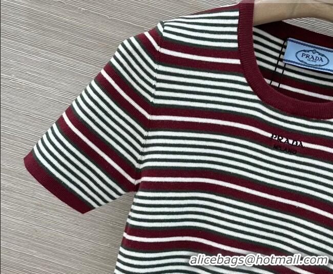 Top Quality Prada Knit Shirt PR031109 Green/Burgundy 2026