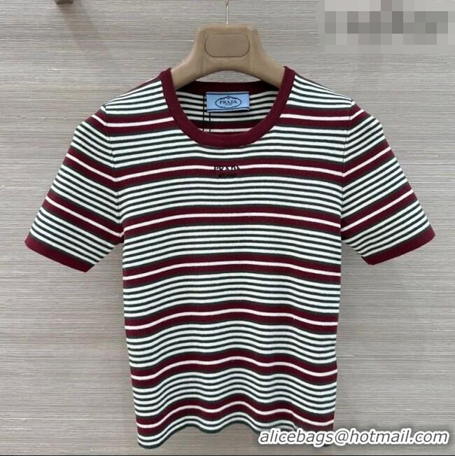 Top Quality Prada Knit Shirt PR031109 Green/Burgundy 2026