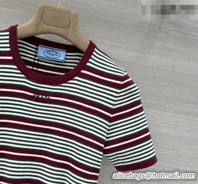 Top Quality Prada Knit Shirt PR031109 Green/Burgundy 2026