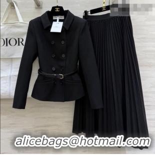 Luxury Discount Dior Jacket and Skirt Set DR031103 Black 2026