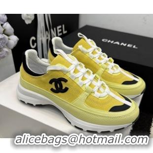Pretty Style Chanel Calfskin Leather & Suede Sneakers G47010 Yellow 2026