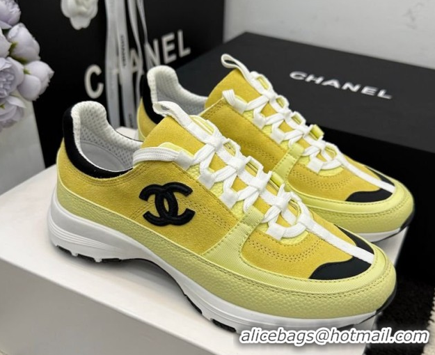 Pretty Style Chanel Calfskin Leather & Suede Sneakers G47010 Yellow 2026