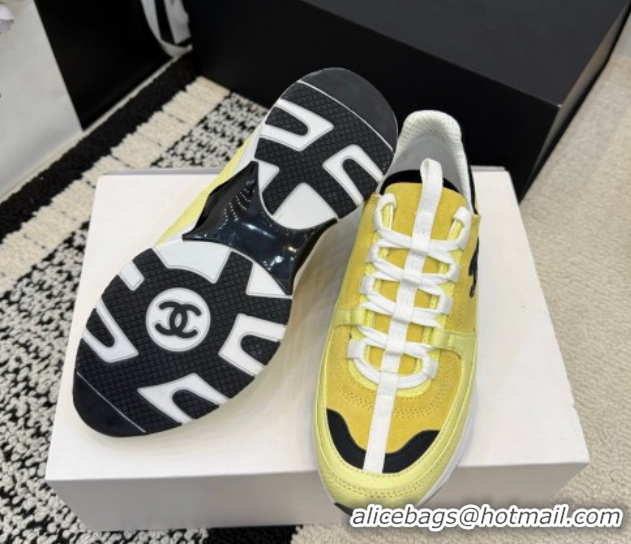 Pretty Style Chanel Calfskin Leather & Suede Sneakers G47010 Yellow 2026