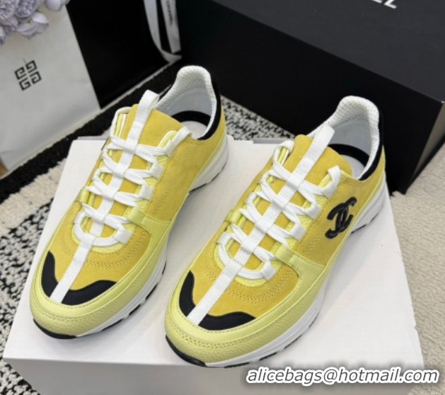 Pretty Style Chanel Calfskin Leather & Suede Sneakers G47010 Yellow 2026