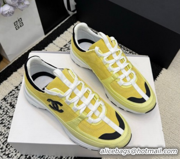 Pretty Style Chanel Calfskin Leather & Suede Sneakers G47010 Yellow 2026