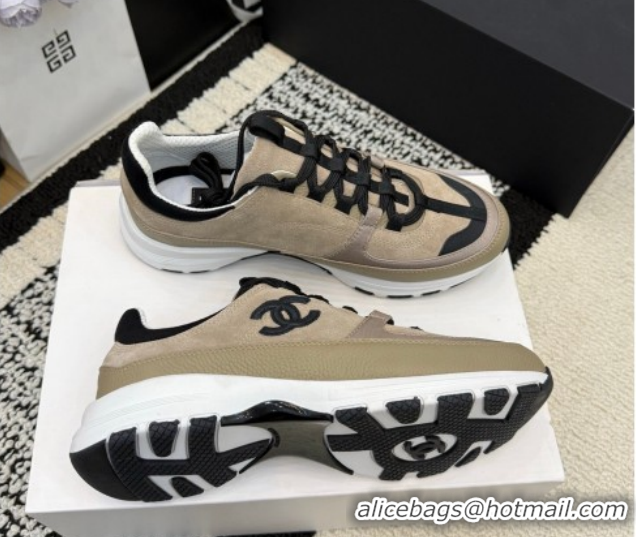 Buy New Cheap Chanel Calfskin Leather & Suede Sneakers G47010 Beige 2026