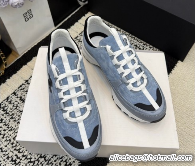 Pretty Style Chanel Calfskin Leather & Suede Sneakers G47010 Blue 2026