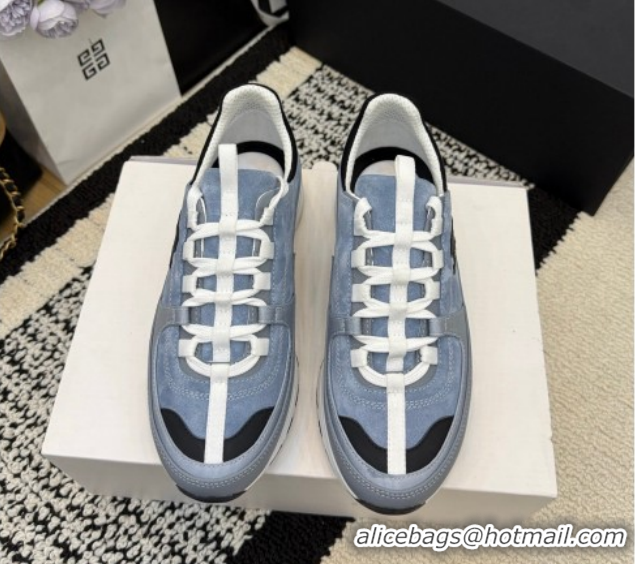 Pretty Style Chanel Calfskin Leather & Suede Sneakers G47010 Blue 2026