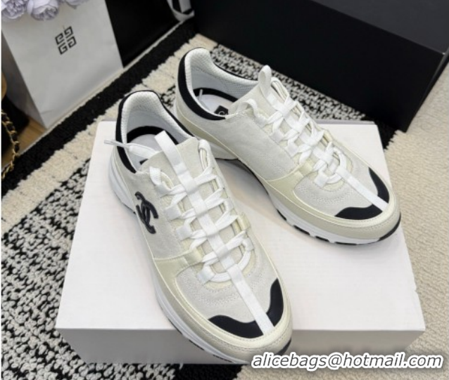 Top Grade Chanel Calfskin Leather & Suede Sneakers G47010 White 2026