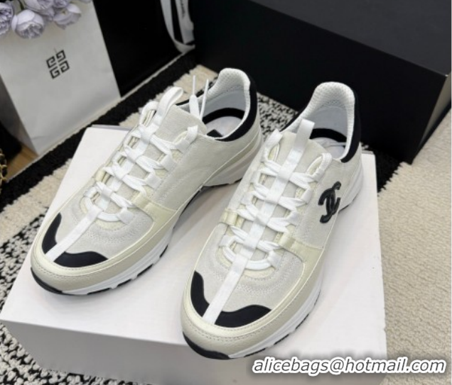 Top Grade Chanel Calfskin Leather & Suede Sneakers G47010 White 2026