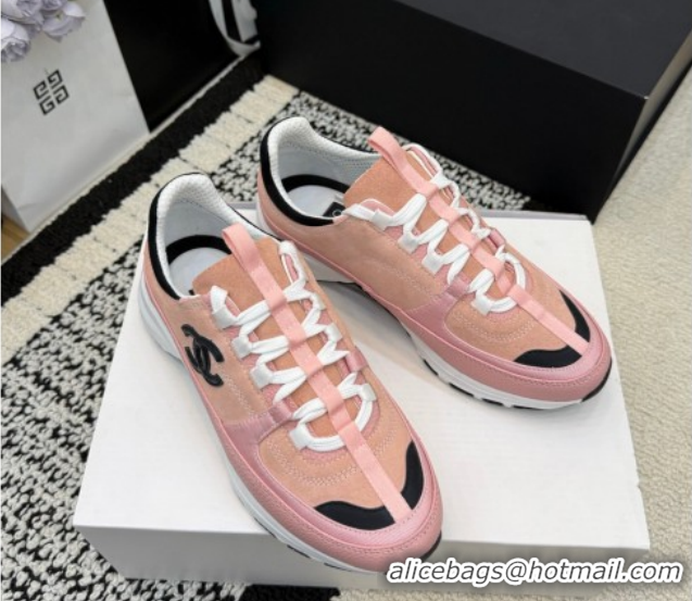 Purchase Chanel Calfskin Leather & Suede Sneakers G47010 Pink 2026