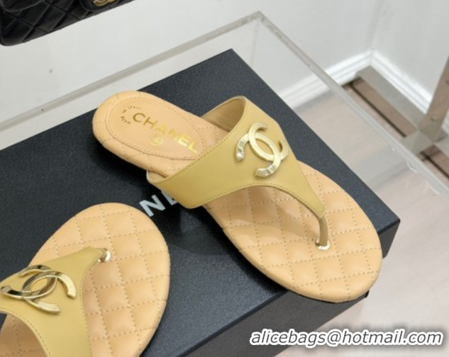 Unique Style Chanel Lambskin Leather Flat Slides Sandal CH030609 Beige 2026