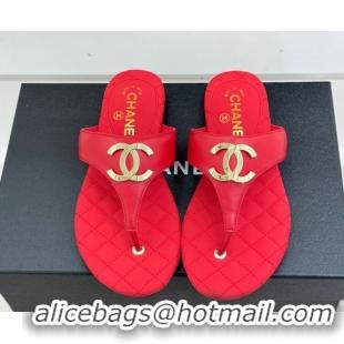 Popular Style Chanel Lambskin Leather Flat Slides Sandal CH030609 Red 2026