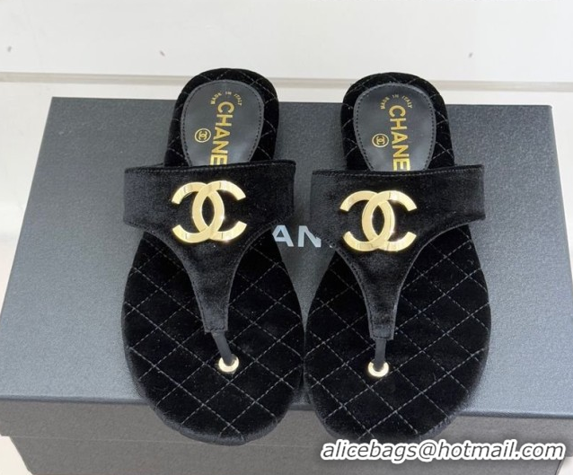 Good Looking Chanel Velvet Flat Slides Sandal CH030609 Black 2026