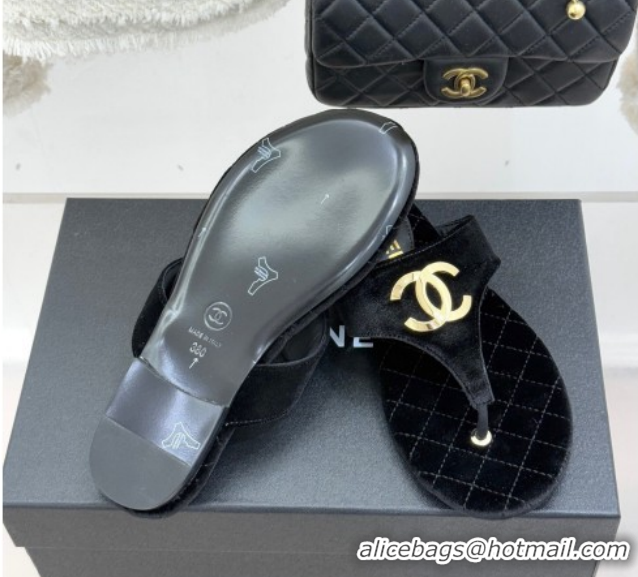 Good Looking Chanel Velvet Flat Slides Sandal CH030609 Black 2026