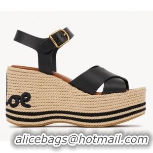 ​Big Discount Chloe Sand Wedge Sandal With Calfskin Heel 10.5cm 26905 Black