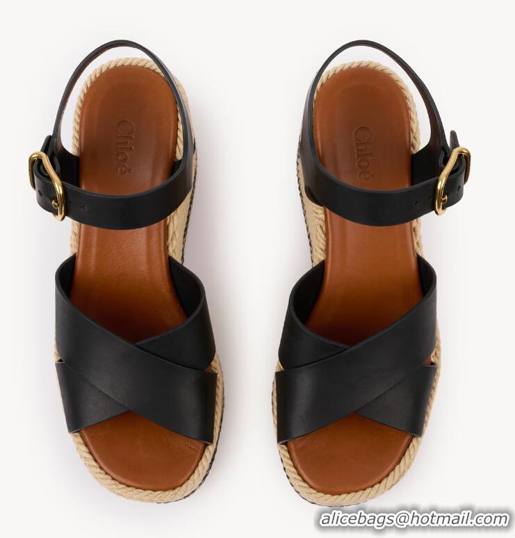 ​Big Discount Chloe Sand Wedge Sandal With Calfskin Heel 10.5cm 26905 Black