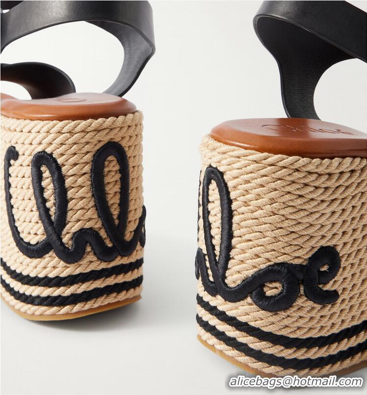 ​Big Discount Chloe Sand Wedge Sandal With Calfskin Heel 10.5cm 26905 Black