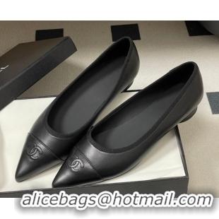 Pretty Style Chanel Lambskin Leather Pointed Ballet Flats G47081 All Black 2026