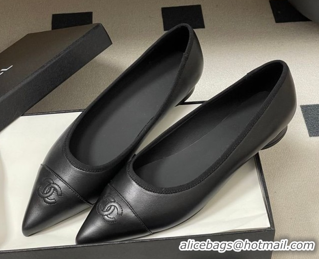 Pretty Style Chanel Lambskin Leather Pointed Ballet Flats G47081 All Black 2026