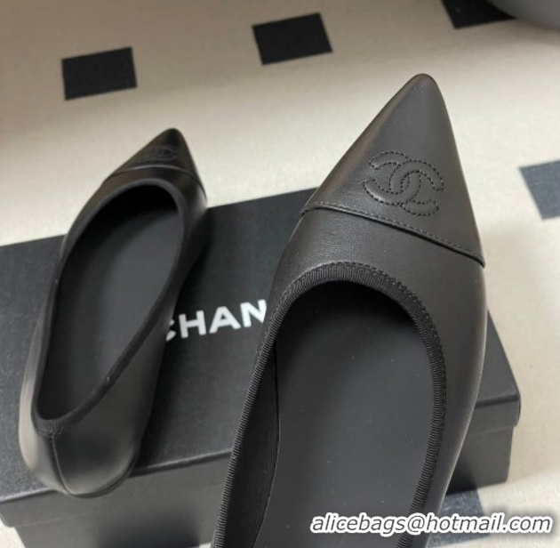 Pretty Style Chanel Lambskin Leather Pointed Ballet Flats G47081 All Black 2026