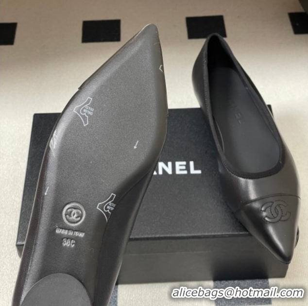 Pretty Style Chanel Lambskin Leather Pointed Ballet Flats G47081 All Black 2026