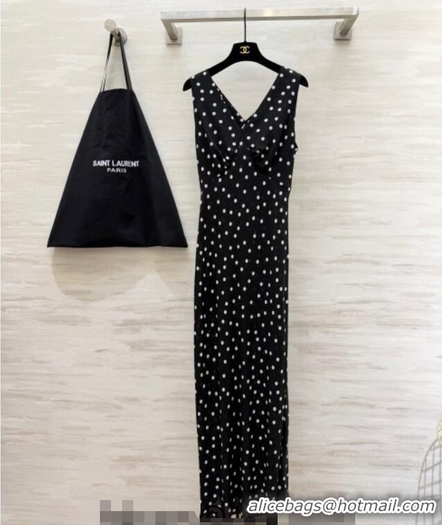 Top Quality Saint Laurent Dots Printed Long Dress YSL031101 Black 2026