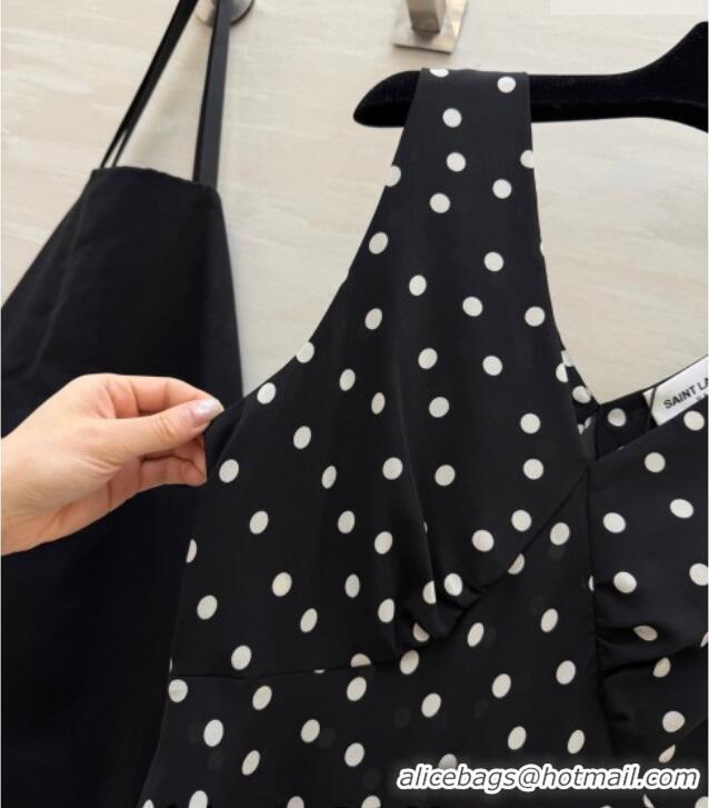 Top Quality Saint Laurent Dots Printed Long Dress YSL031101 Black 2026