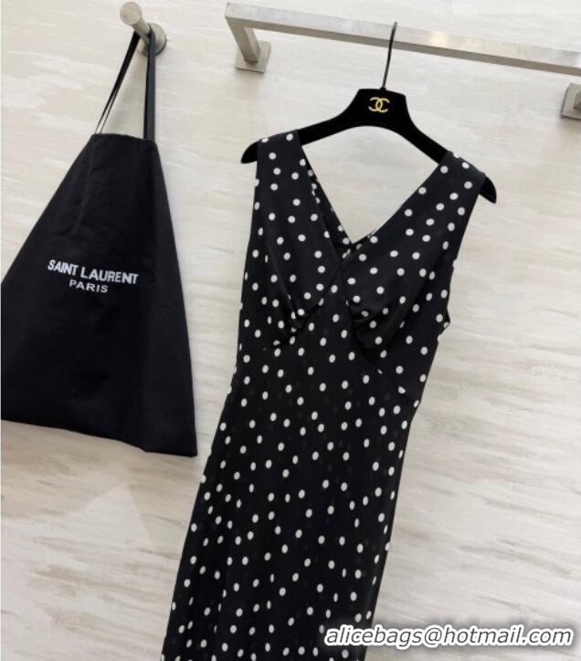 Top Quality Saint Laurent Dots Printed Long Dress YSL031101 Black 2026
