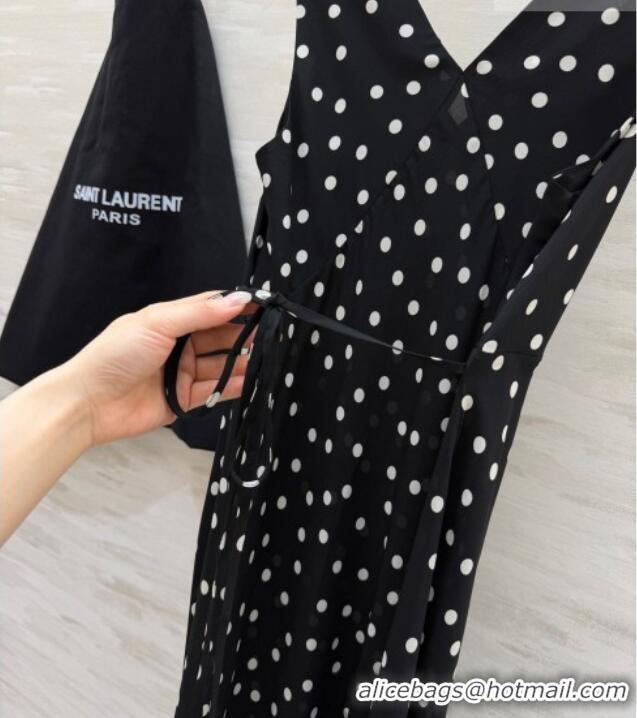 Top Quality Saint Laurent Dots Printed Long Dress YSL031101 Black 2026