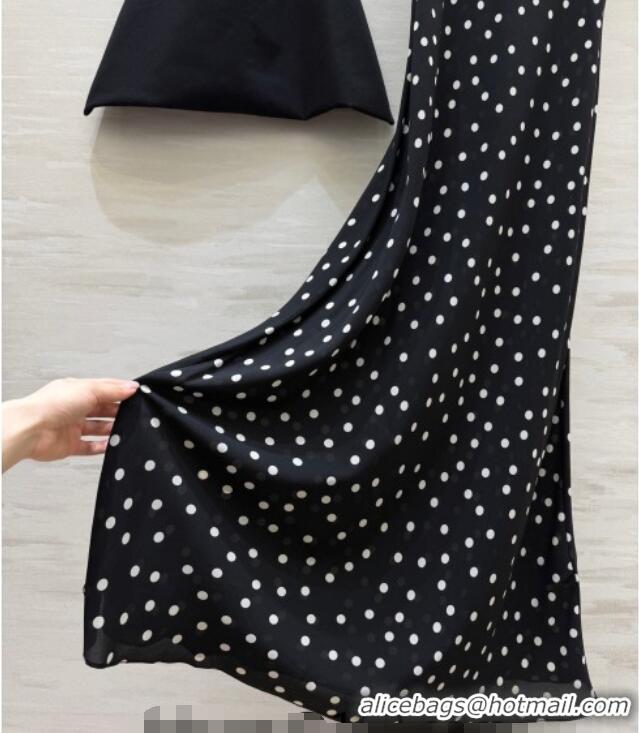 Top Quality Saint Laurent Dots Printed Long Dress YSL031101 Black 2026