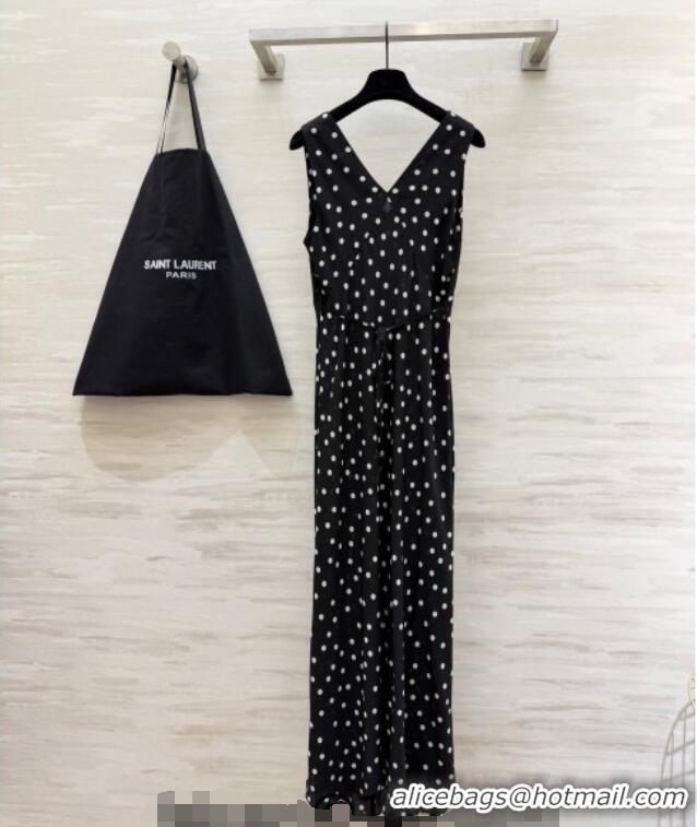 Top Quality Saint Laurent Dots Printed Long Dress YSL031101 Black 2026