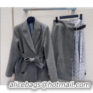 Luxury Discount Louis Vuitton Skirt and Jacket Set LV031101 Grey/Blue 2026