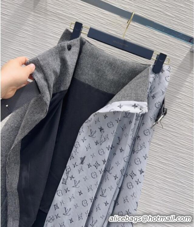 Luxury Discount Louis Vuitton Skirt and Jacket Set LV031101 Grey/Blue 2026