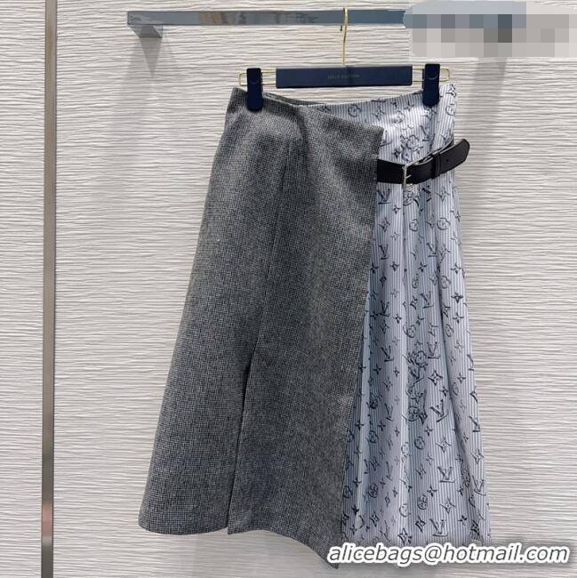 Luxury Discount Louis Vuitton Skirt and Jacket Set LV031101 Grey/Blue 2026