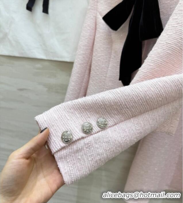 Inexpensive Chanel Tweed Jacket and Skirt Set with Bow CH031109 Pink 2026