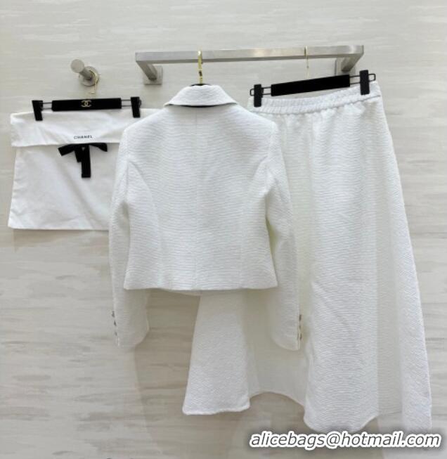 Famous Brand Chanel Tweed Jacket and Skirt Set with Bow CH031109 White 2026