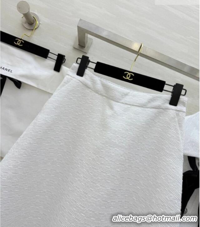 Famous Brand Chanel Tweed Jacket and Skirt Set with Bow CH031109 White 2026